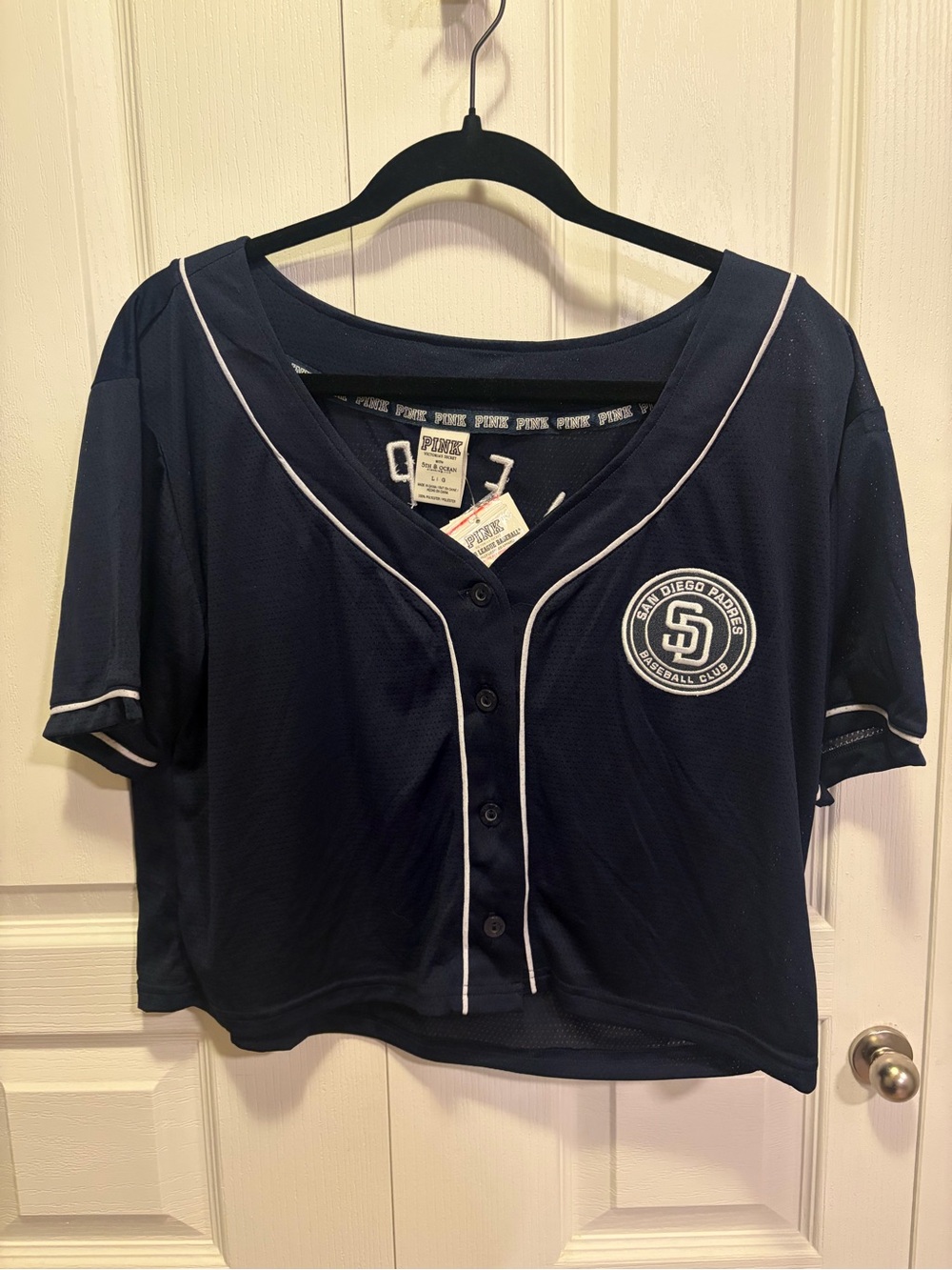 San Diego Padres Navy Cropped Baseball Jersey - PINK Victoria's Secret